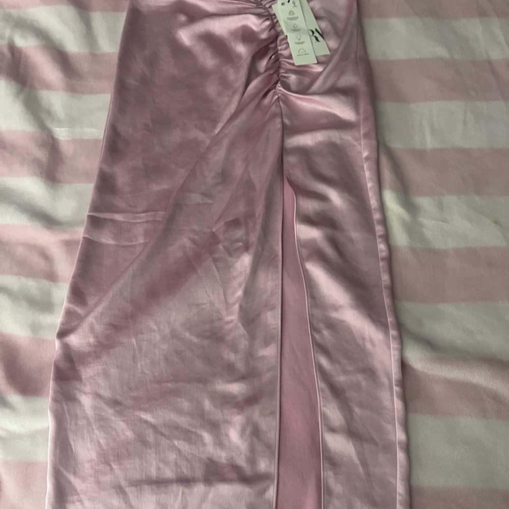 Zara Pink Satin Pencil Skirt